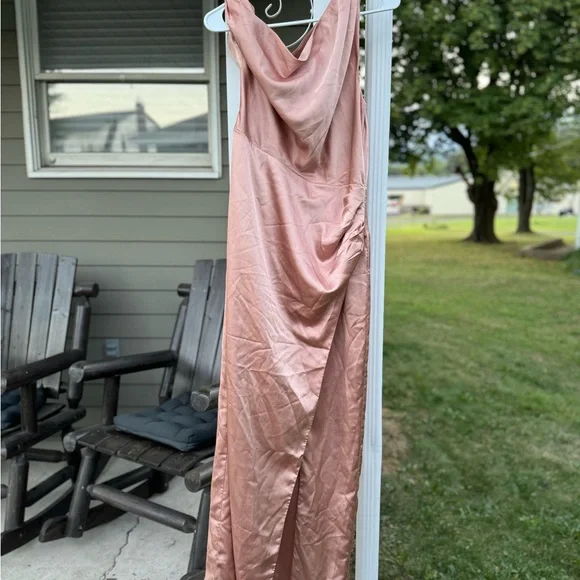 Show Me Your MuMu One-Shoulder Rose Gold Dress - Picture 7 of 9